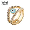 Sweet Gold Engagement Rings Double Band Sky Blue Evil Eye Ring For Women