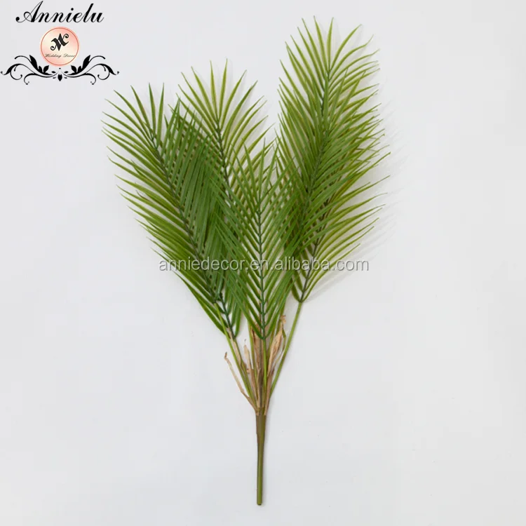 In Promotion Decorative Wedding Home Artificial Leaves 7 PCS Green Palm Tree Leaf Faux Green Plants Wedding Supplier