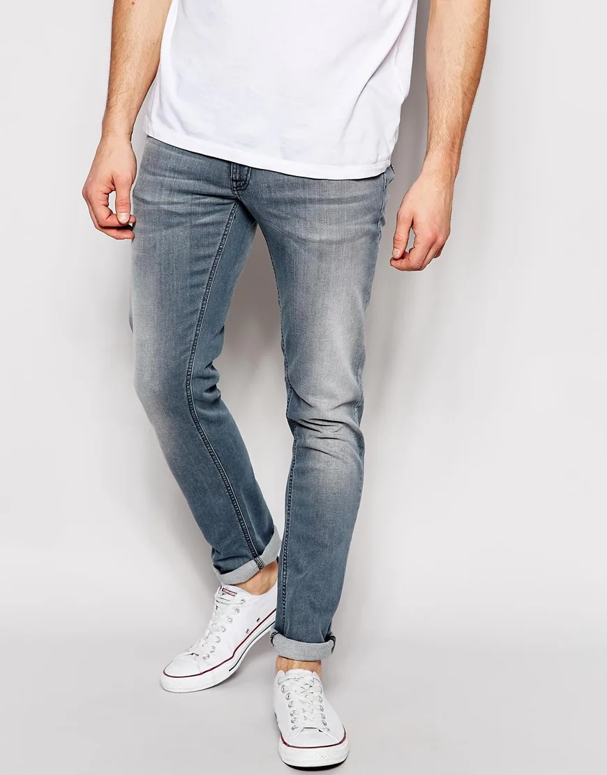 2016 Men Slim Fit Jeans Grey Color Cotton Jeans Pants Wholesale Factory ...