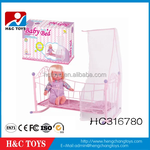 Kids Pretend Toys Furniture Play Set Reborn Baby Doll Cribs With