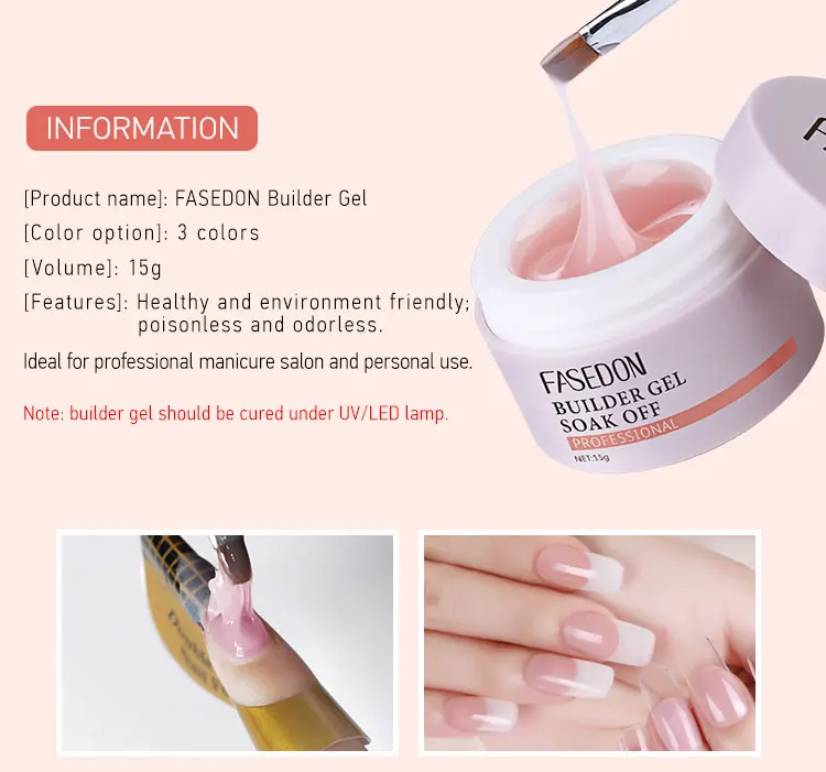 Fasedon Uv Gel Nail Builder Gel Extension Nail For Beauty Art And Do