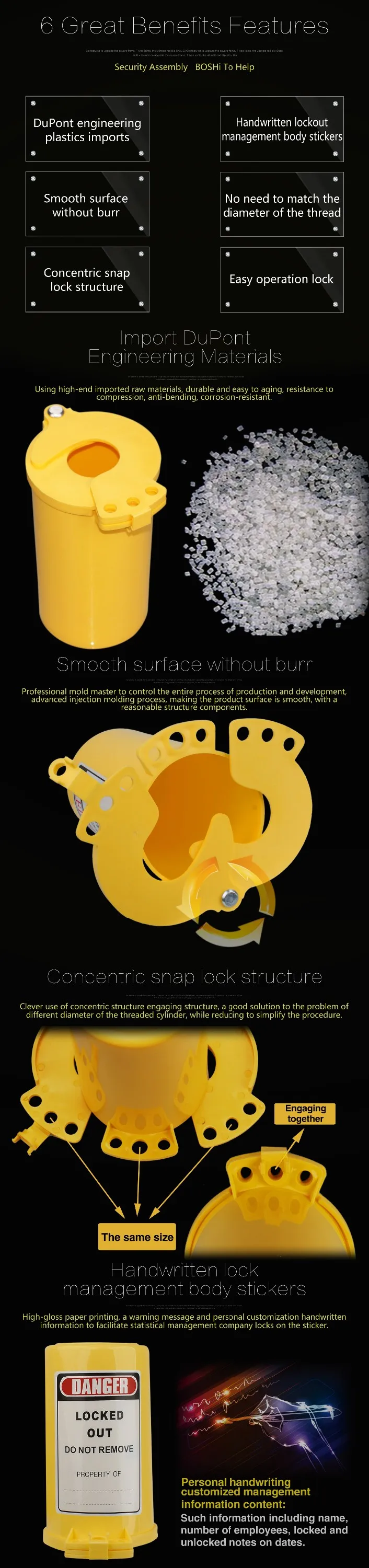 BOSHI Polypropylene Cylinder Tank Lockout BD-Q31