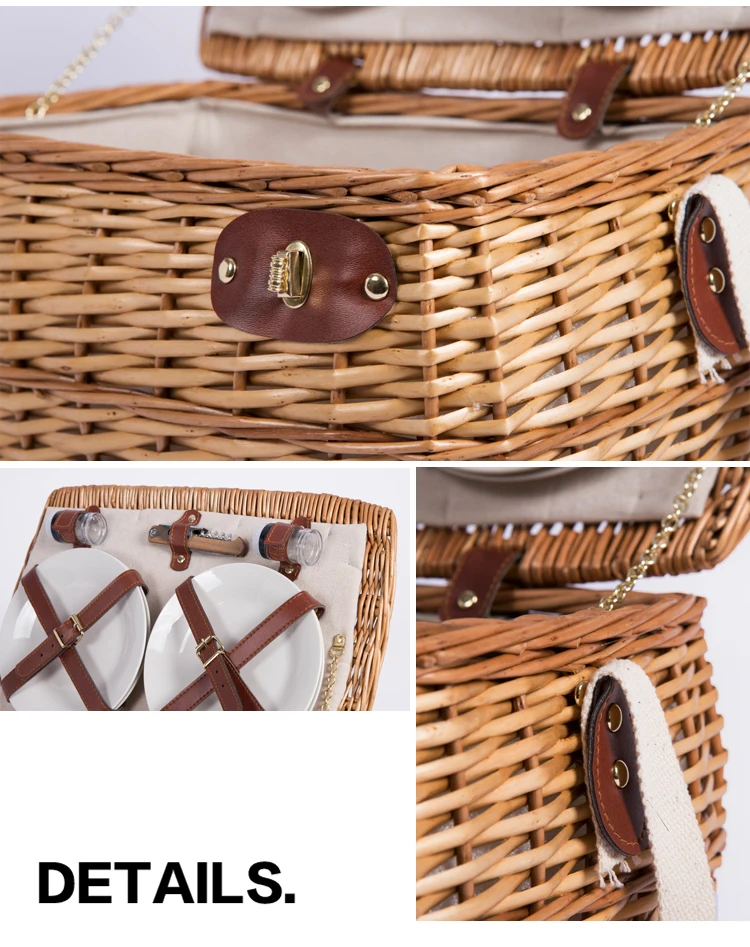 Rattan Willow Storage Empty Wicker Picnic Baskets Wholesale With