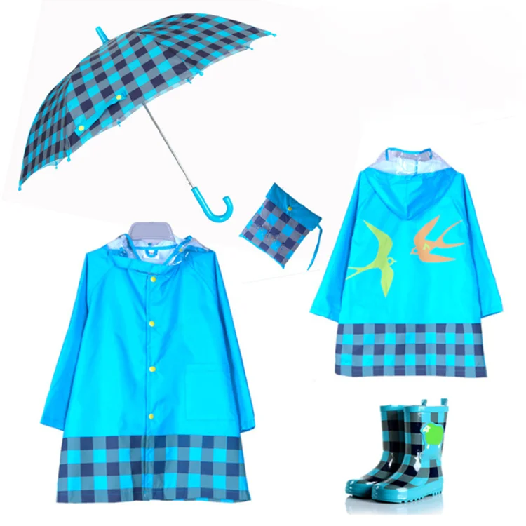 Kids Cartoon Raincoat Set Children Waterproof Umbrella Rain Boots