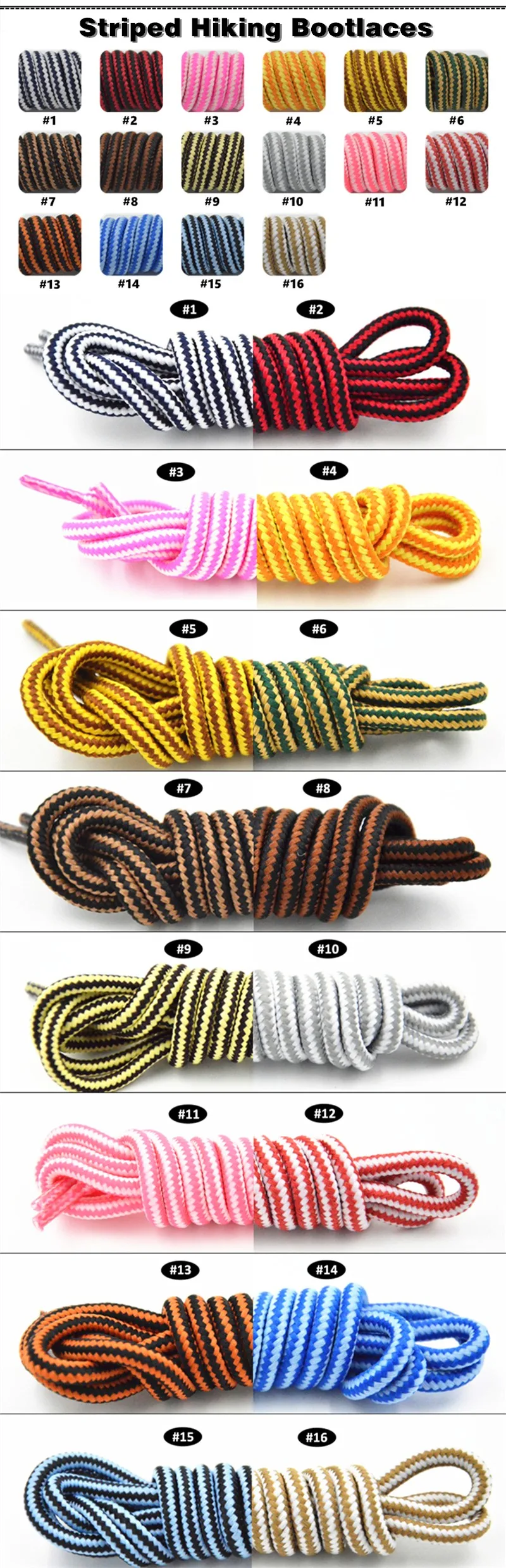 Irun Premium Round Extra Long Hiking Work Boot Laces Strings Polyester Shoelaces Black Brown