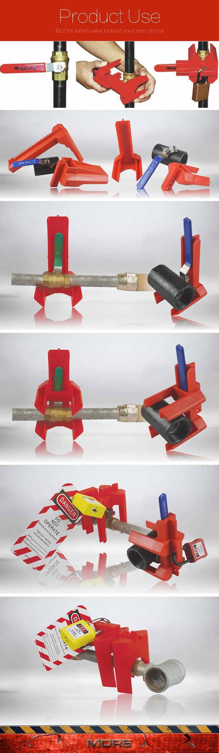 13 mm-200 mm safety ADJUSTABLE BALL VALVE LOCKOUT
