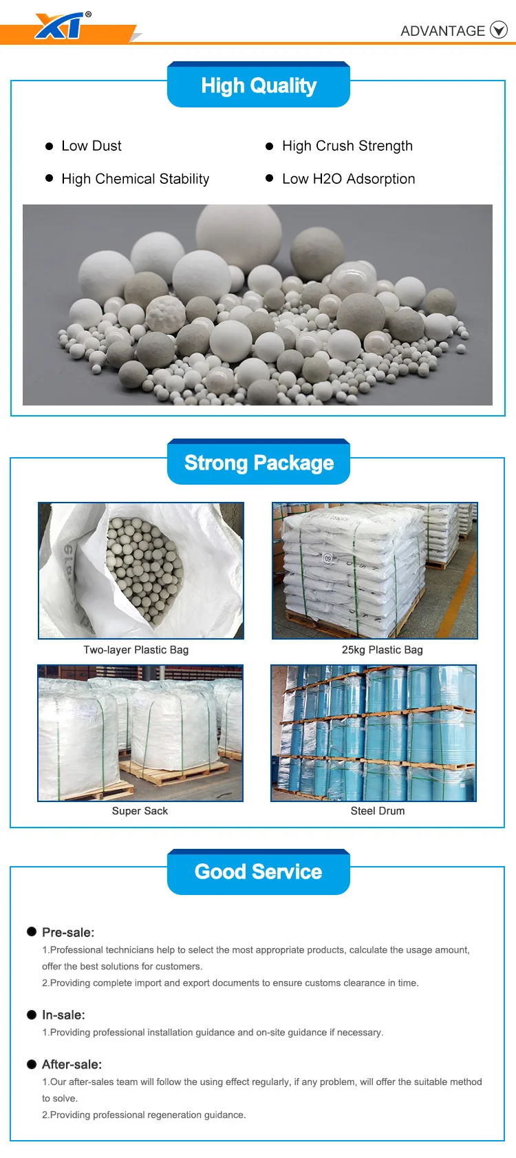 XINTAO high quality alumina ceramic ball for oil refinery catalyst