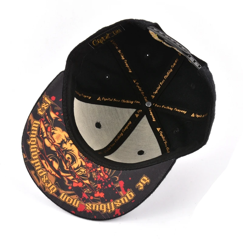 Embroidered Flat Bill Black Hat,Wholesale 6 Panel Snapback Hat And Cap