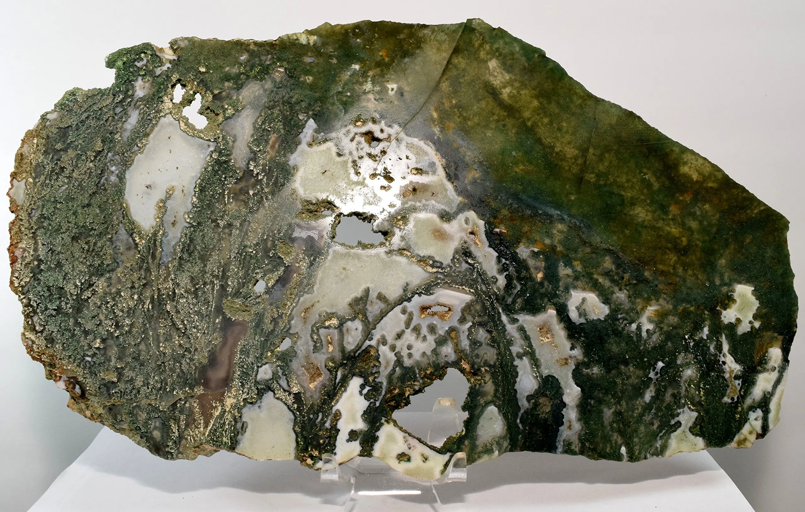 Buy Moss Agate Slab 02 Set of 5 Green White Oval Crystal Healing Stones