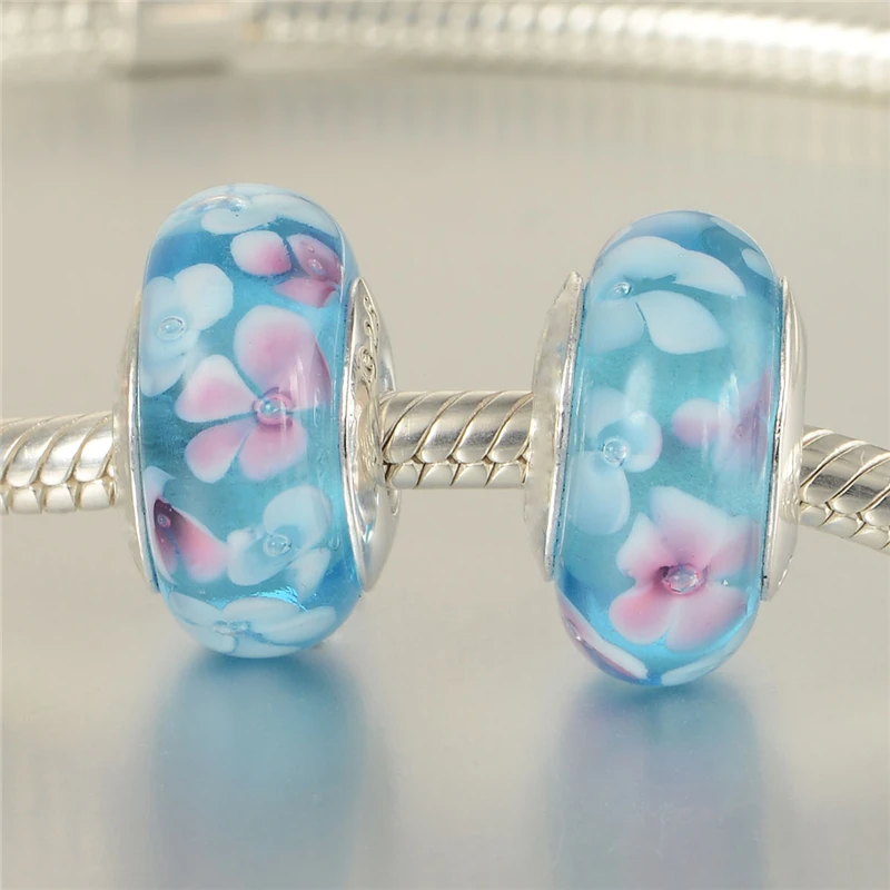 pandora blue glass beads