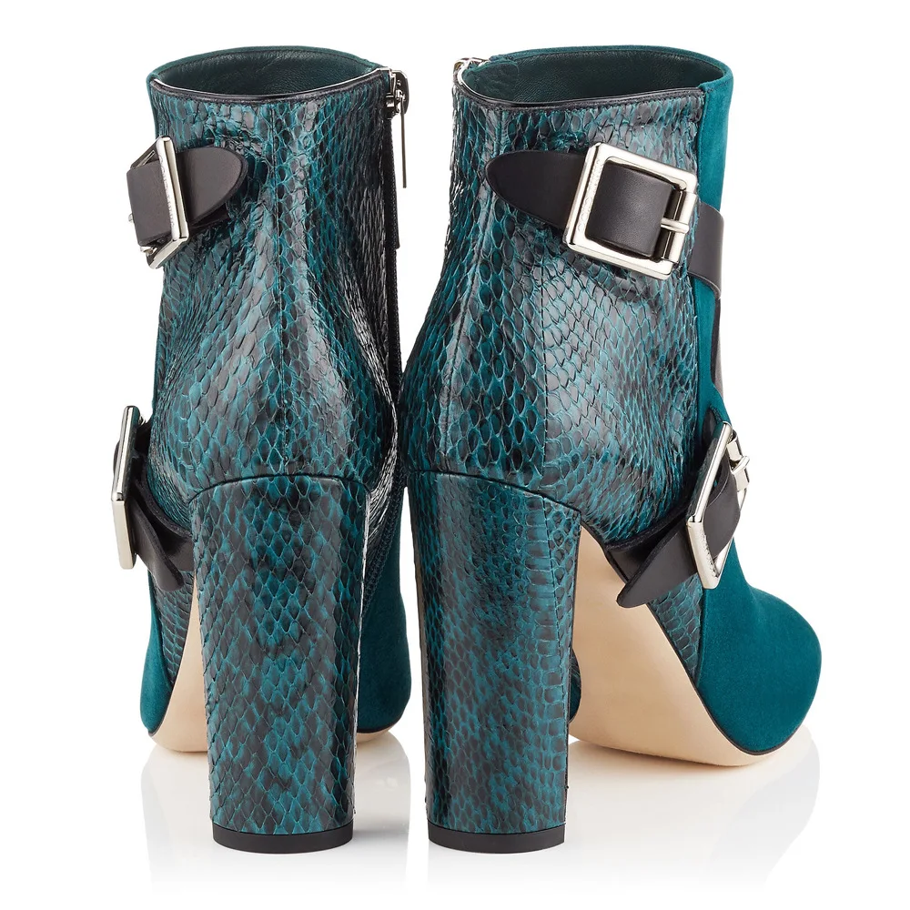 block heel snake boots