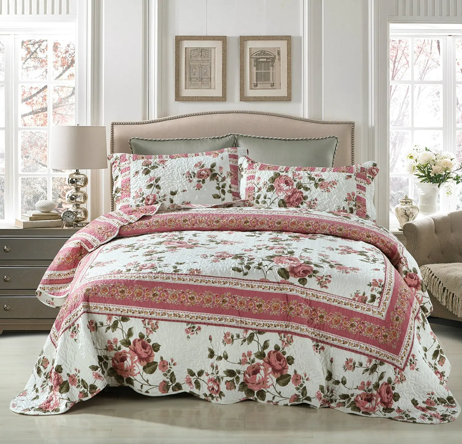Dada Bedding Elegant Bedspread Set Queen 3 Pieces Multi Color