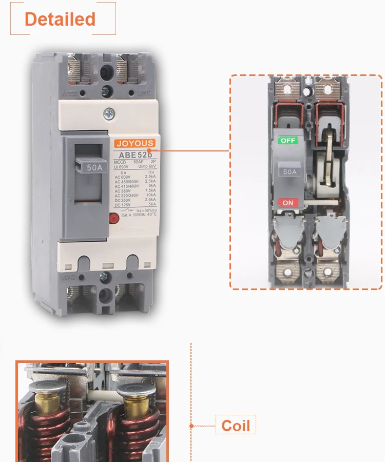 Moulded Case Circuit Breaker Abe 2 Phase Mccb 50 Amp Circuit Breaker