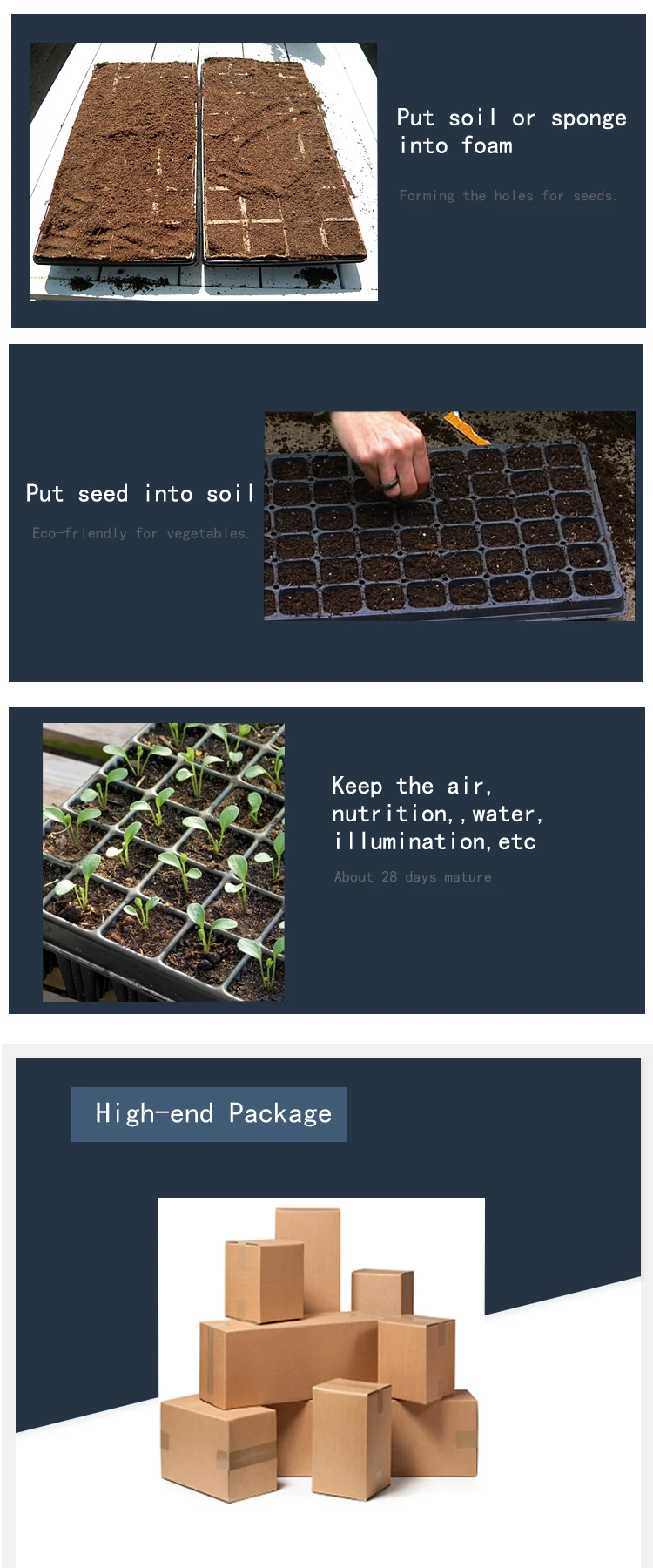 Flat Seedling Tray Fitting Sponge Sheet Seed Germination Trays Plastic