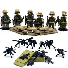 6 pcs lot SWAT World War II Troops military Kid Baby Toy Mini Figure Building Blocks