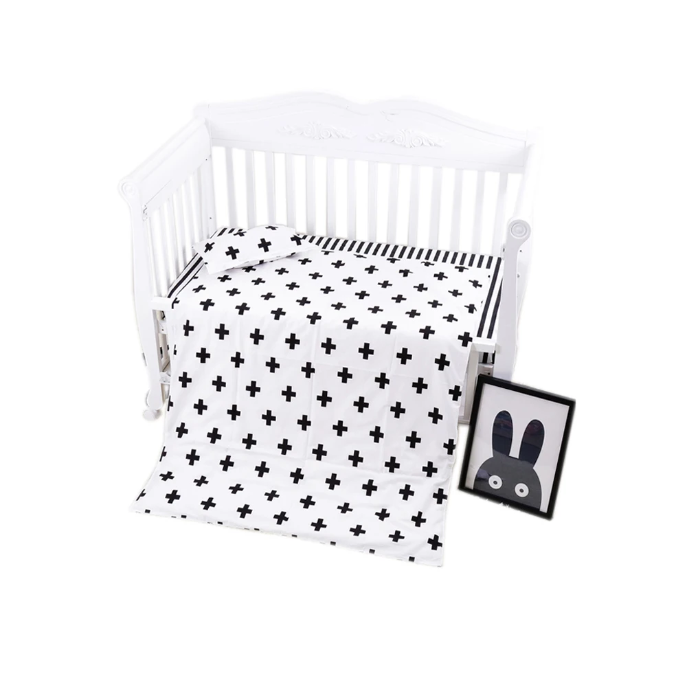 Cross Shaped Black White 10 Pc Crib Set Including Bumper Pad Baby