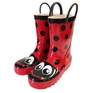 Toddler & Youth Little Girls Ladybug Red and Black Rain Boots w/ Mesh Lining