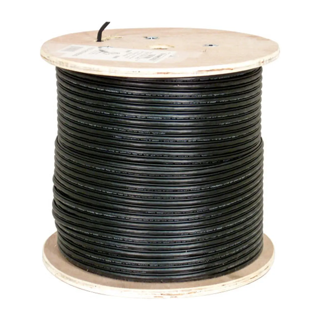 Vertical Cable Cat6, UTP, UV Jacket, Outdoor, CMX, Messenger, 1000ft, Black, Bulk Ethernet Cable, Wooden Spool