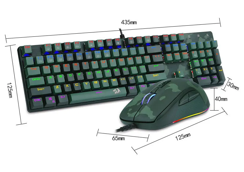 Latest Redragon S108 Wired Camouflage Color Gaming Keyboard And Mouse Combo