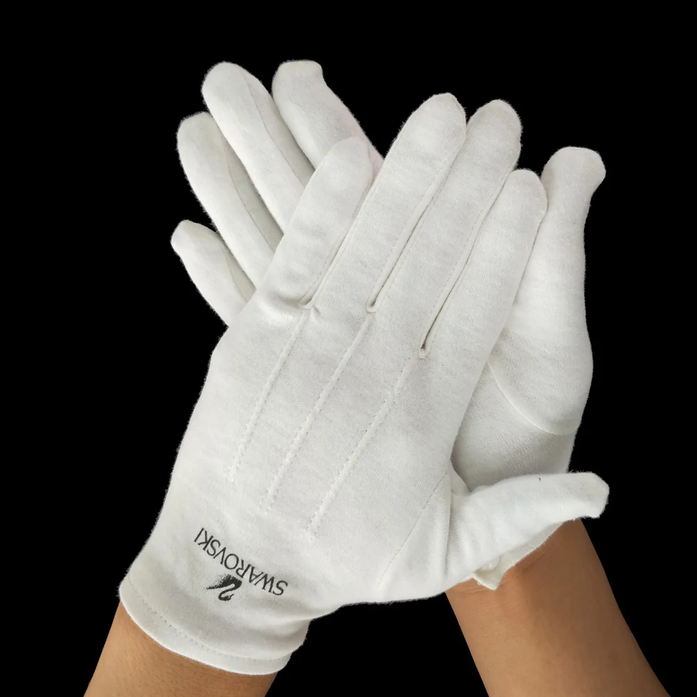 White Cotton Gloves with Snaps