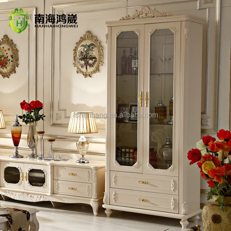 White Hand Carve European Baroque Classical Style Living Room