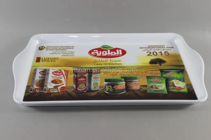 Sales Promotion Melamine Tray with handle Client's design 39x24cm