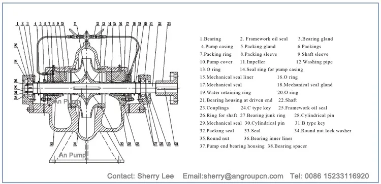 Low Head High Flow Double Suction Split Casing Water Centrifugal Pump 