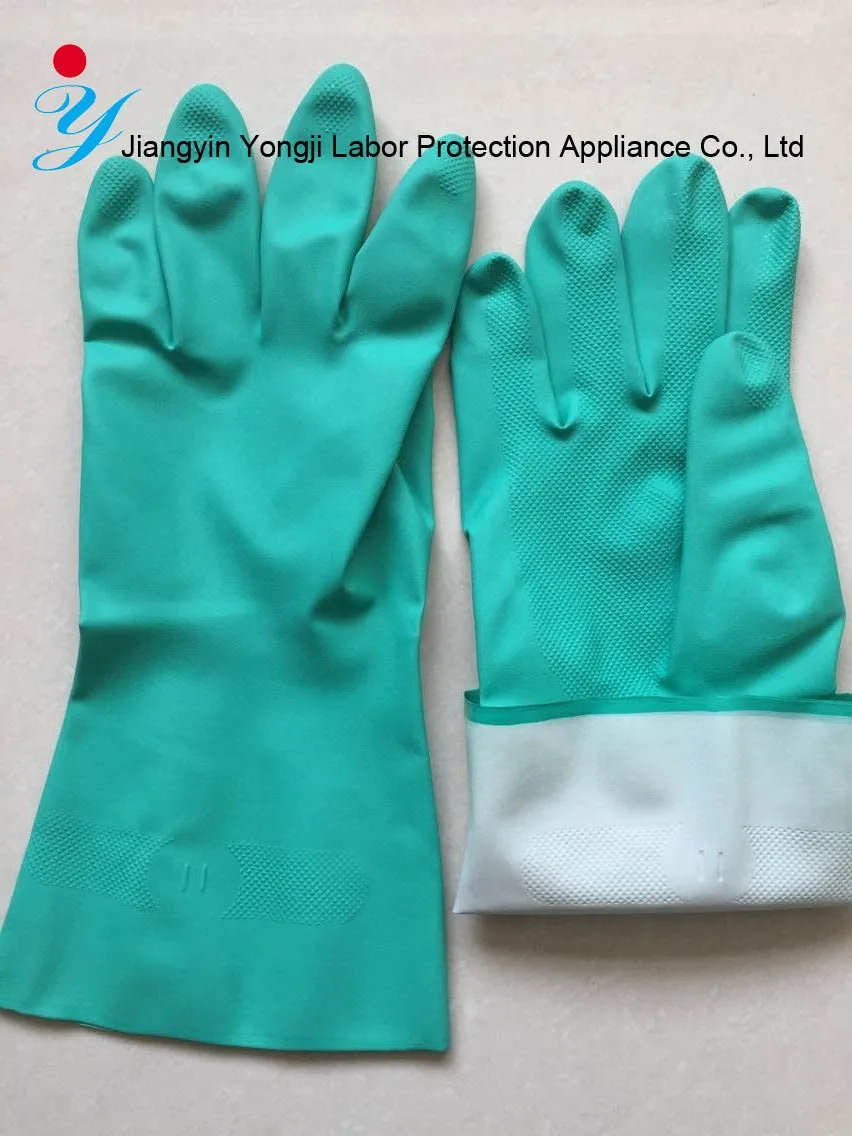 En 374 & En 388 Tested Geen Nitrile Chemical Resistant Durable Glove
