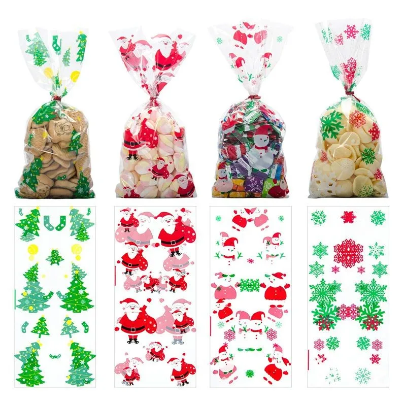 Christmas Cellophane Bags 150 Pack With Twist Ties Holiday Favor Treat
