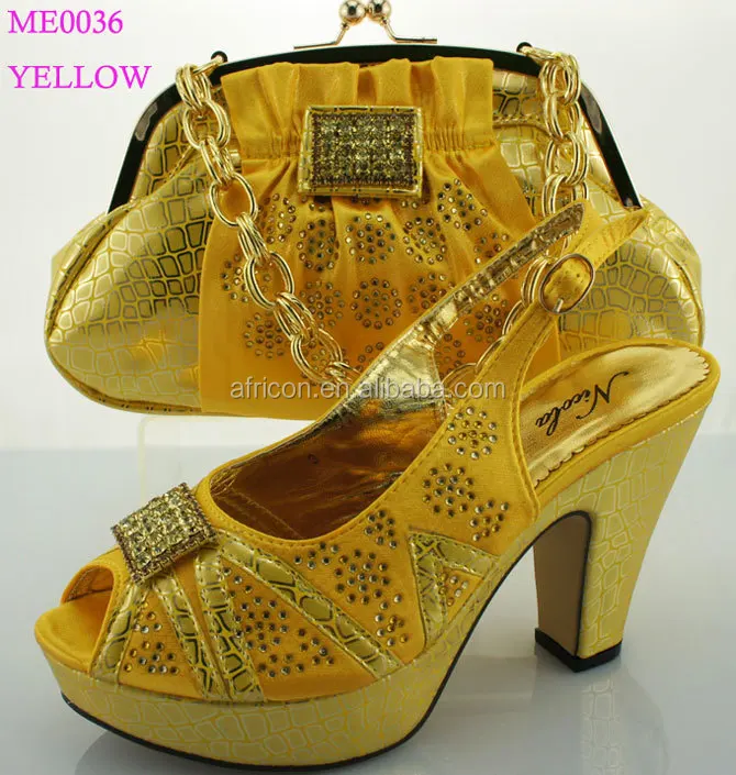 yellow shoes and bag to match