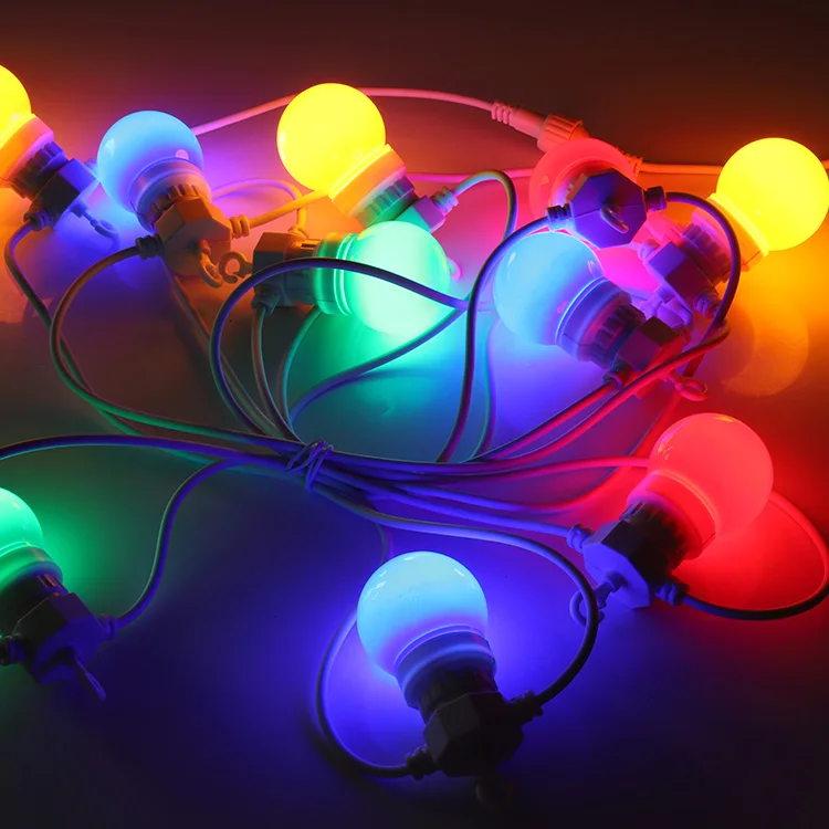 Wholesale low voltage 24v led festoon lights g50 colors globe light outdoor led patio string lights 10m