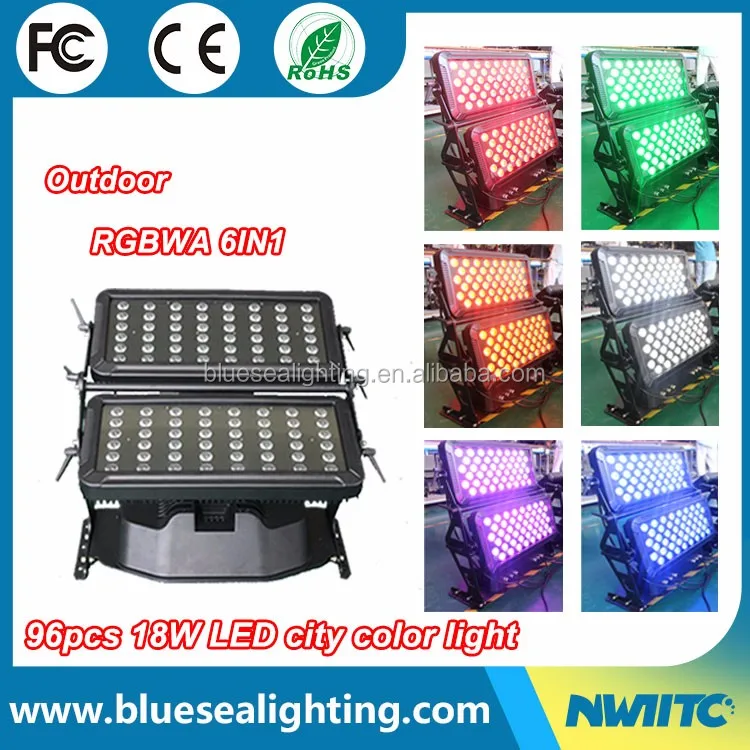 C-8 Professional DMX 96pcs 18w RGBWA AU 6-in-1 LED Stage Lights KTV City Color Beam Effect UV Red Blue White Green  Emission