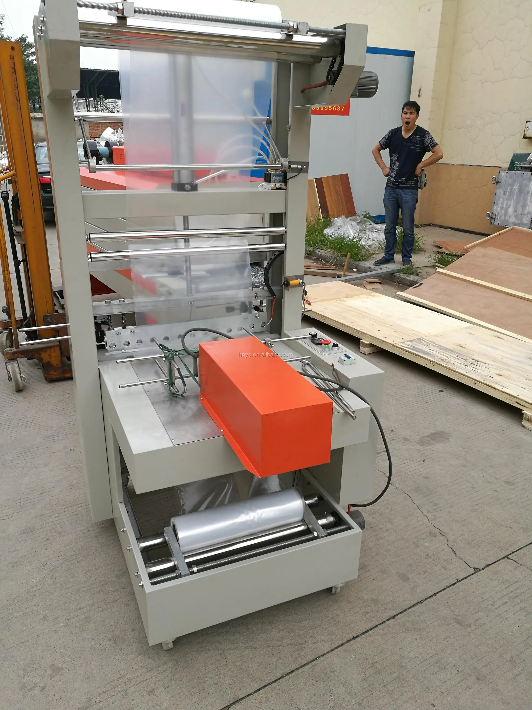 Semi Automatic Pe Film Drink Bottles Shrink Wrapping Packing Machine