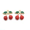 DIY jewelry Making zinc alloy charms Custom Enamel Charms red fresh cherry Charms pendants hot sales