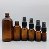 Factory 5ml 10ml 15ml 20ml 30ml 50ml 100ml amber mould pressure spray glass bottle with black plastic atomiser