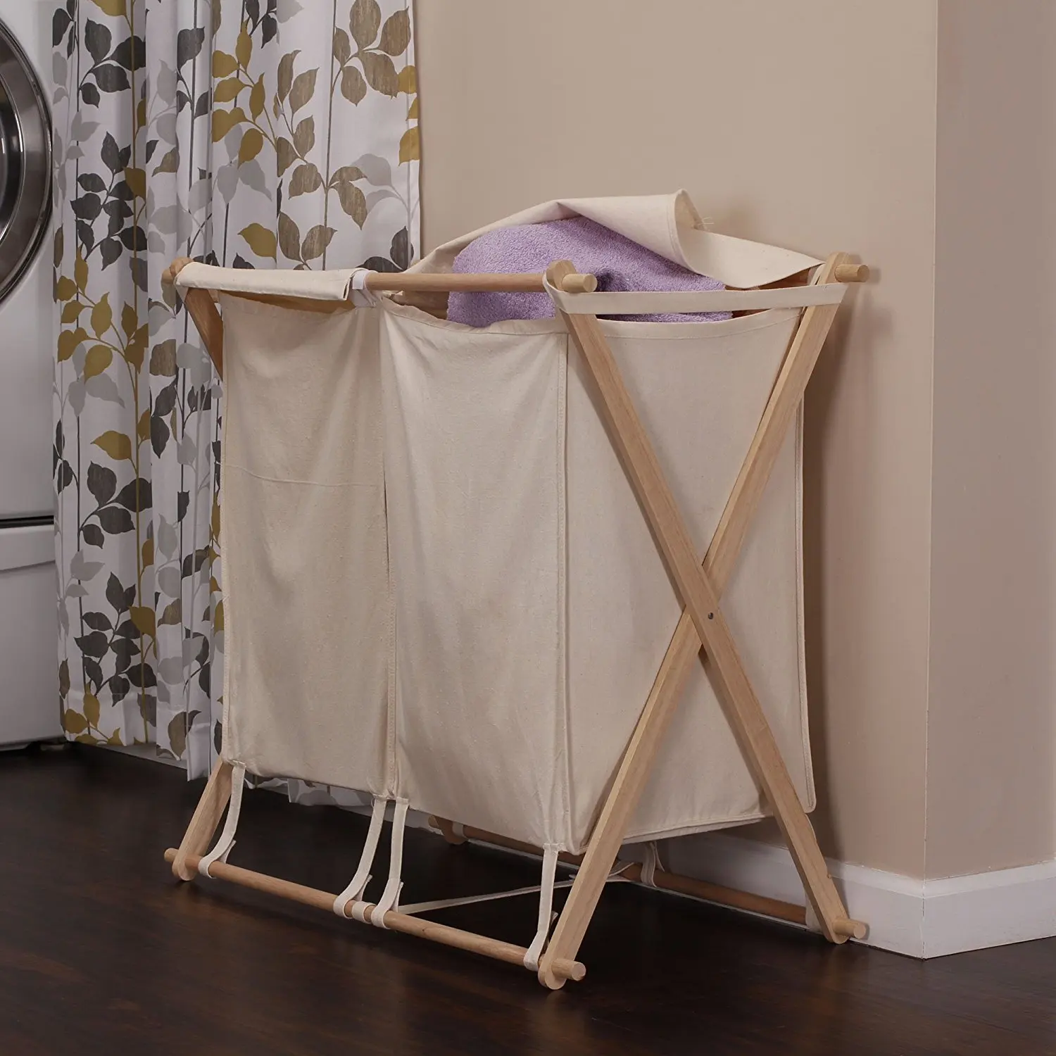 Eco Friendly X Frame Folding Natural High Quality Modern Expend Space Cloths Hamper Storage Bin