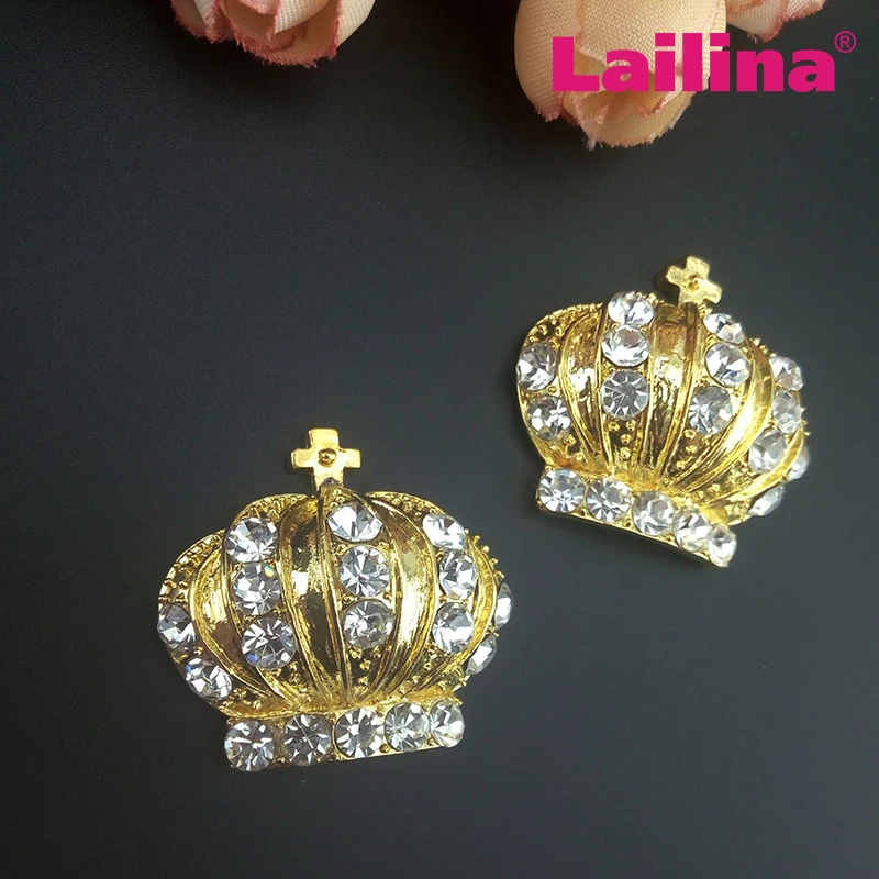 Solid Gold Plated Crown Button Crystal Clear Rhinestone Crown ...