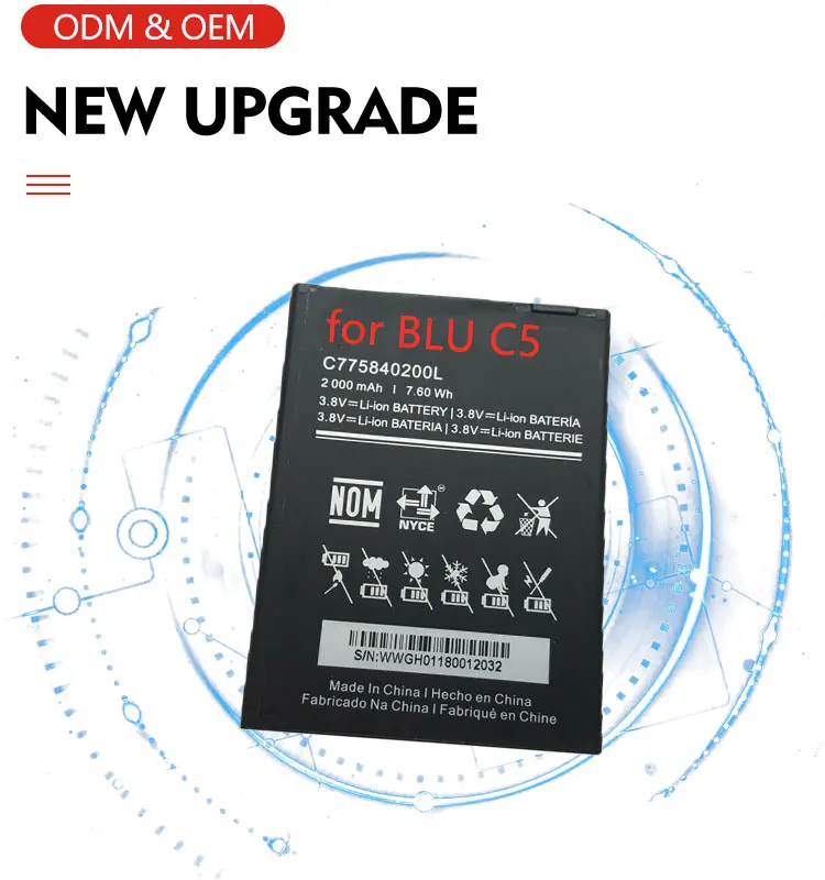 Factory Wholesale Original Mobile Phone Battery C775840200l C706045200P for BLU C 5 5(2017) LTE 5L Replacement