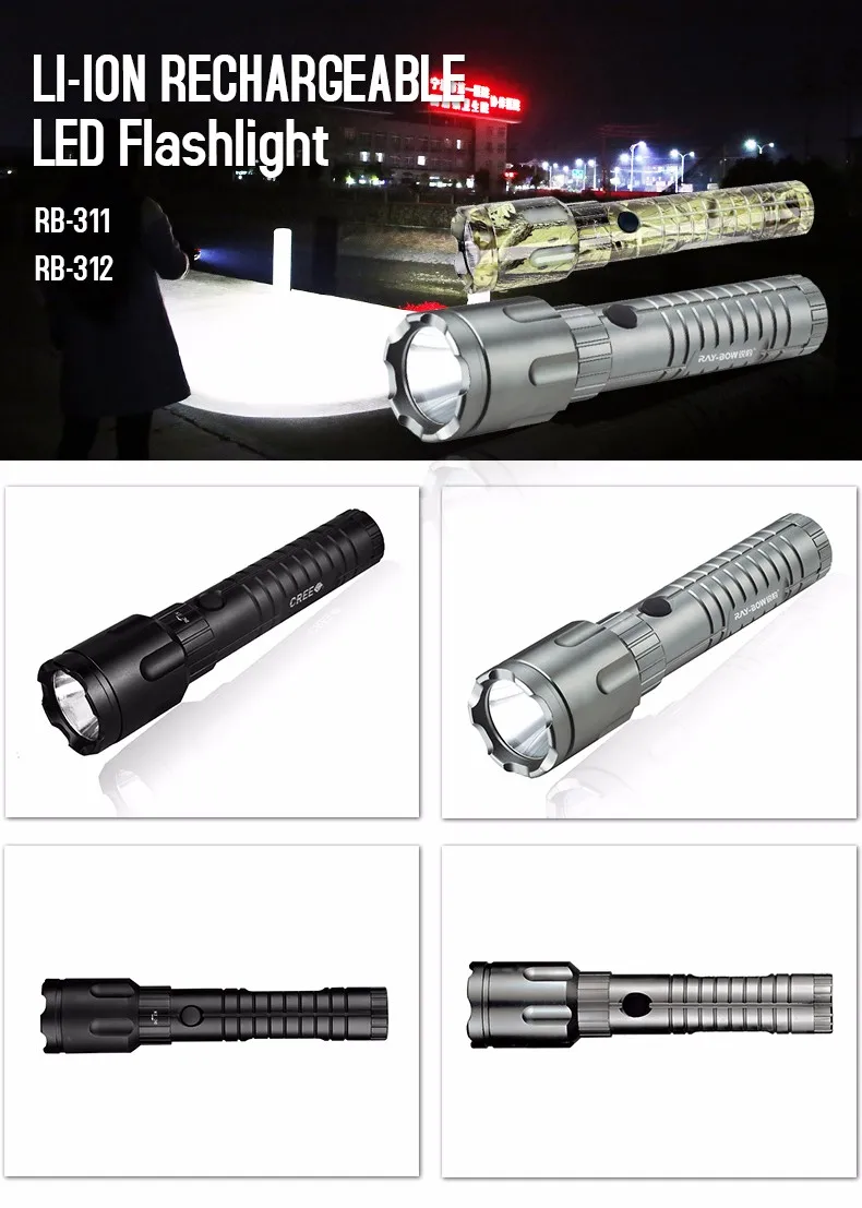10w 2000 Lumen Xml T6 Rechargeable Led Flashlights,Metal Tactical Led