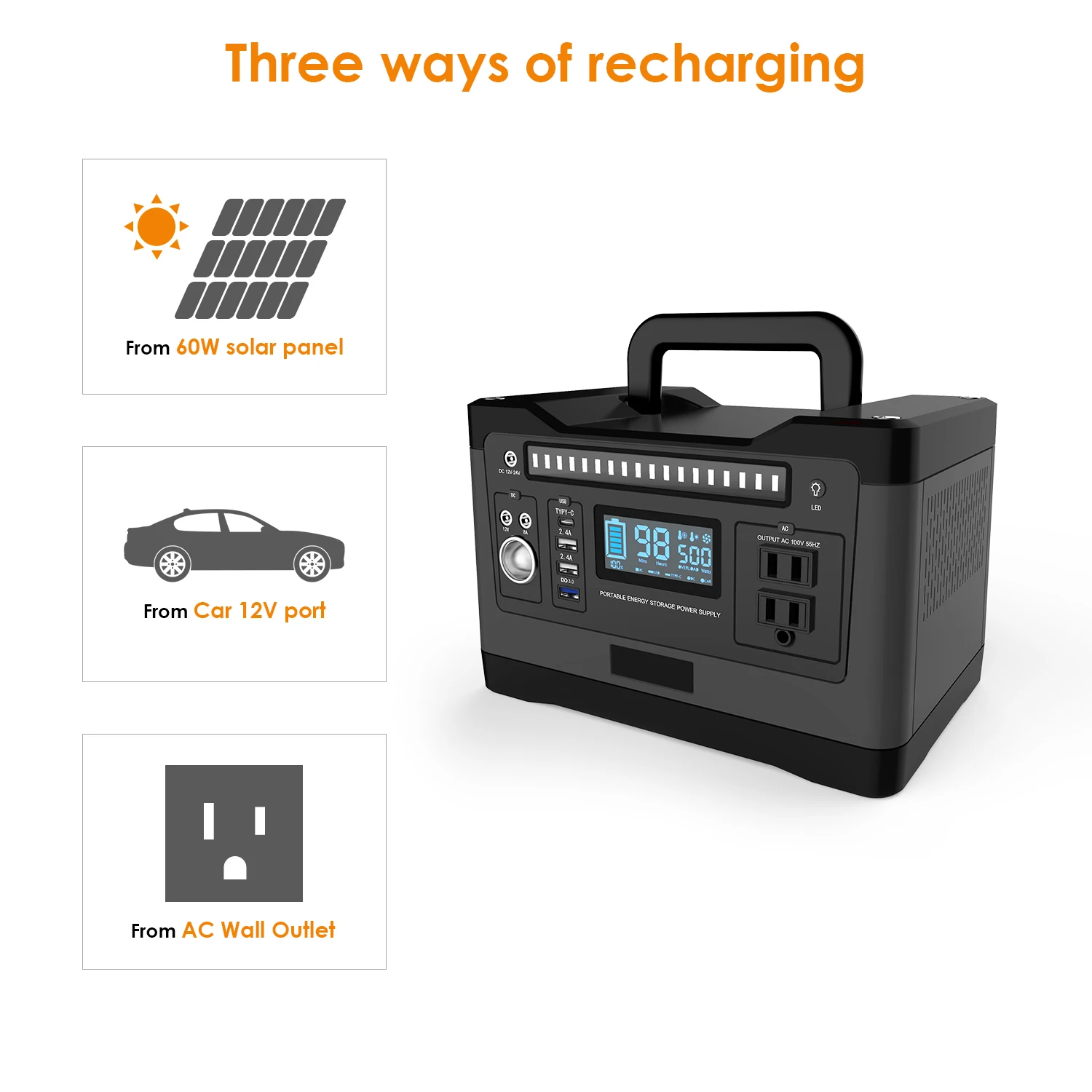 500w 540wh 50ah 110v 220v 500 Watt Solar Generator Portable Power ...