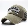 Washed Old Letters Embroidered Bent Casual Couple Cap