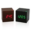 High quality Voice control Digital Cube wooden alarm clock