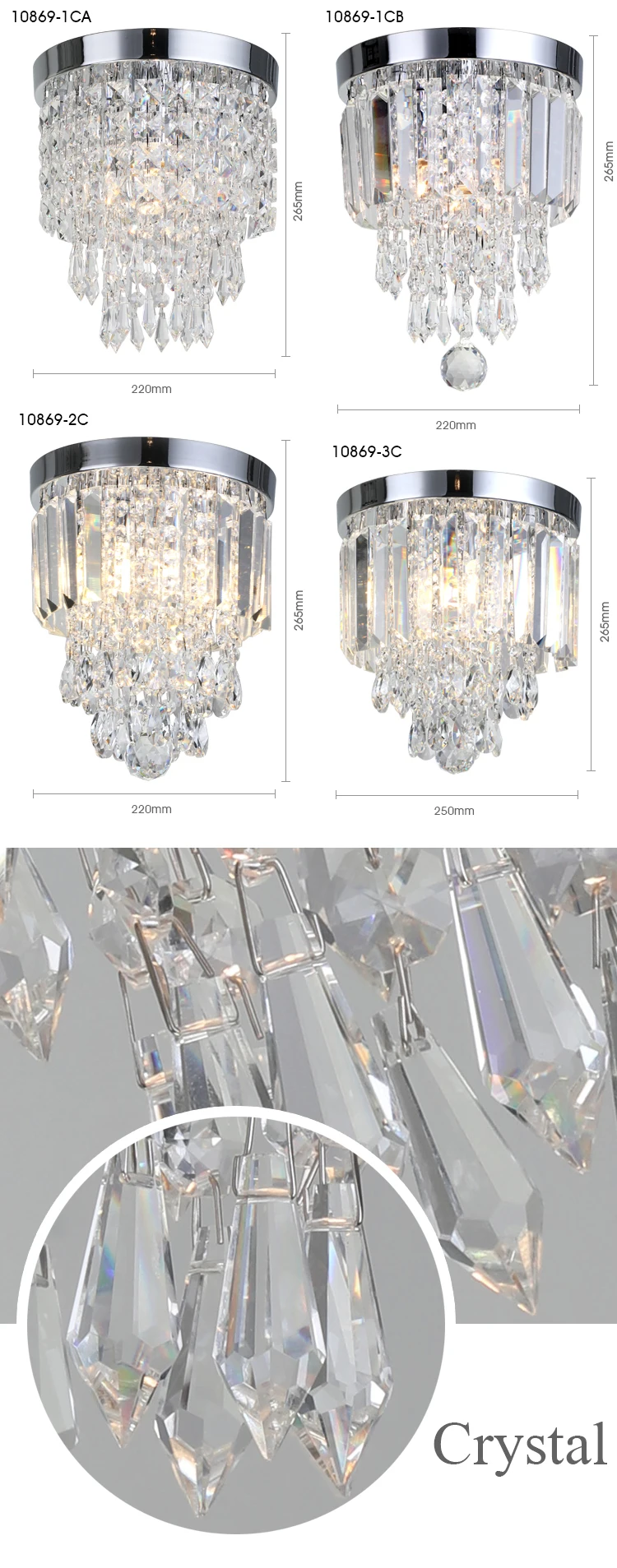 Cheap Bedroom Chrome Lamparas Fixture Home Droplight Cristal Mount LED Ceiling Lights