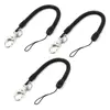 Flexible Black Color Elastic Spring Rope Key Chains Key Rings Silver Color Metal Carabiner