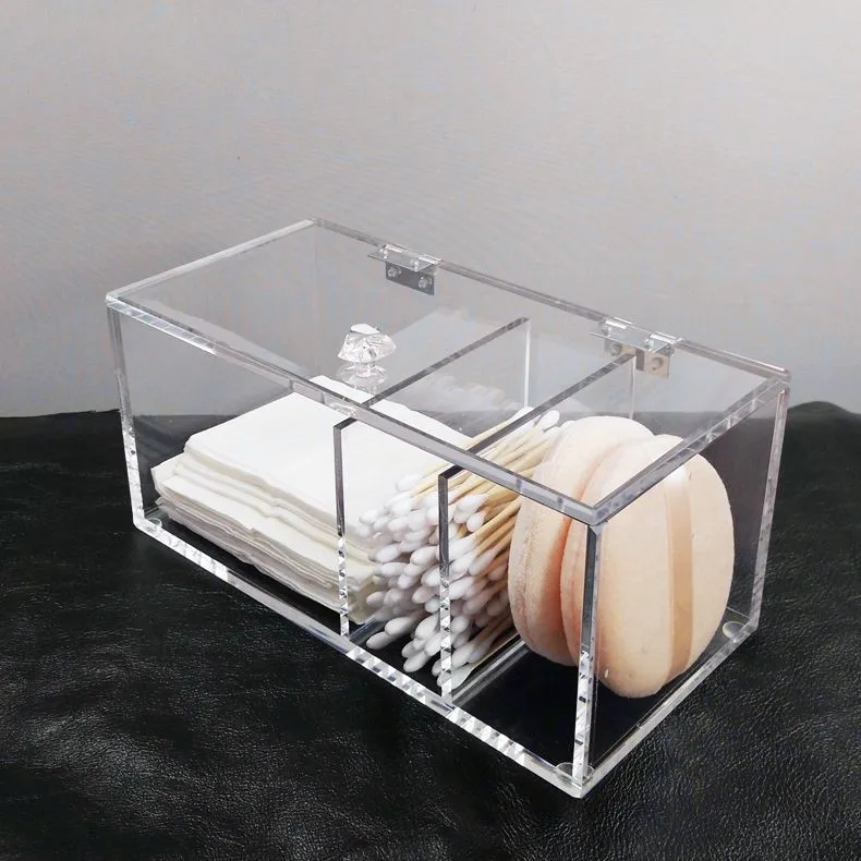 Clear Acrylic Cotton Pads Holder Makeup Cotton Buds Storage Organizer ...