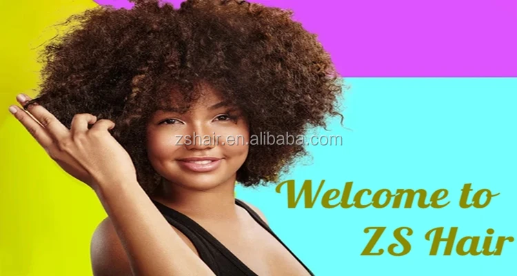 Well Selling High Quality Short Kinky Curly Afro Puff With Bangs