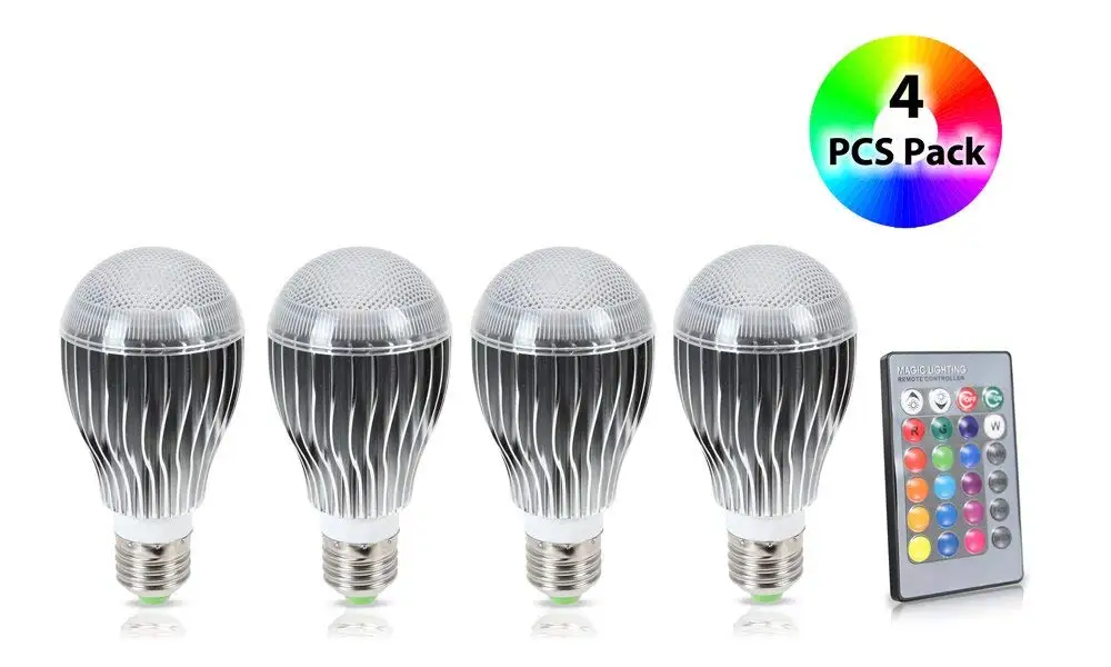 GPCT LED 9W Color Changing Bulb with 64 Levels of Brightness/Color Combinations and 5 Lighting Modes - 4 Pack