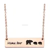 Men's & Women's 316L Stainless Steel Personalized Custom Gold Plated Honey Family Mama Bear Bar Necklace Gifts For Family