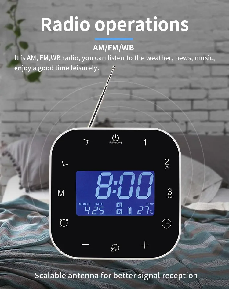 Am Fm Radio With Alarm Clock Calendar And Week Display,Battery