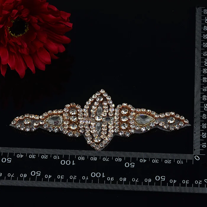 Wedding dress waist band embriodery beaded applique, rhinestone beaded lace applique